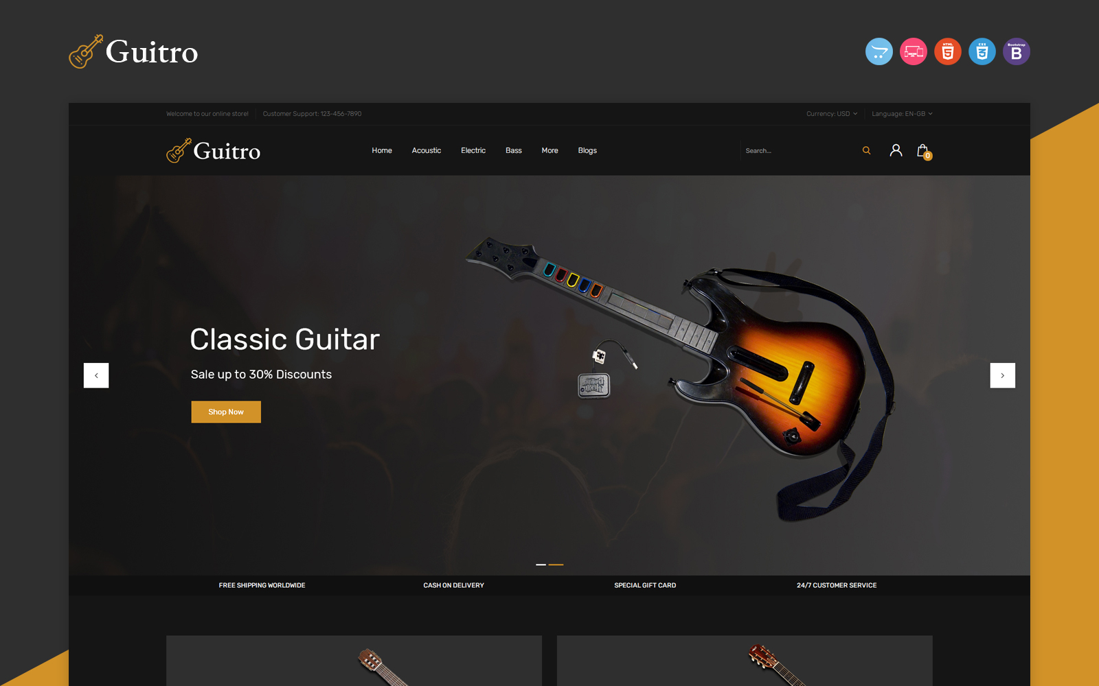 Responsywny szablon OpenCart Guitro #121039