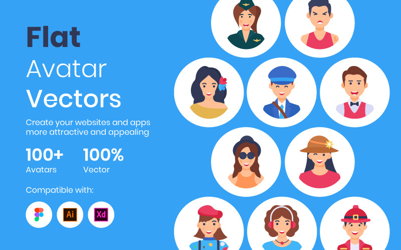Flat Avatar Vectors Icon Set