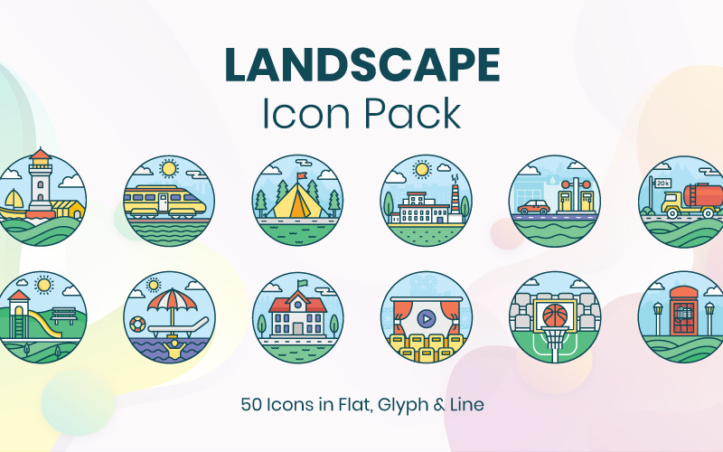 Landscape Icon Designs Set Icon Set