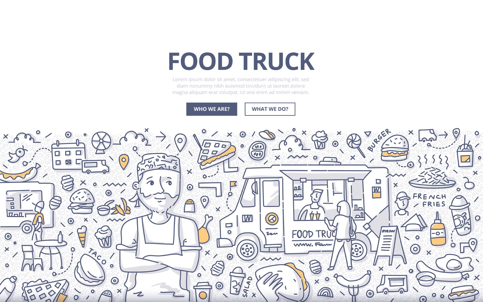 Template #121551 Fooddoodlesnacktacosandwichmealfrench Friesmobile Webdesign Template - Logo template Preview