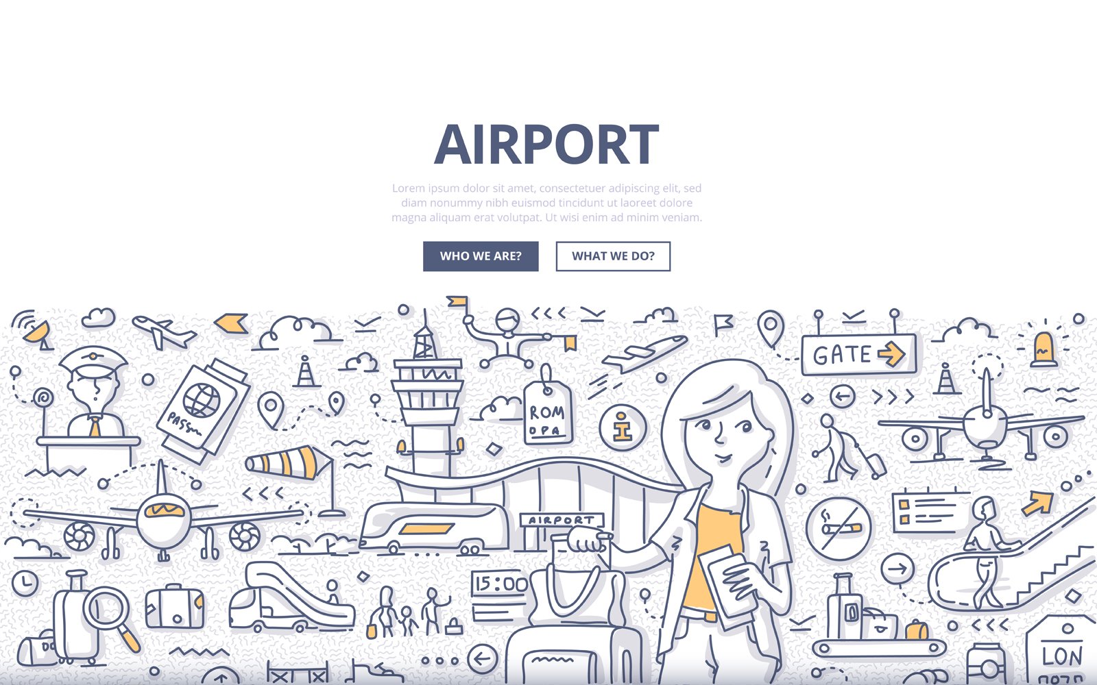 Template #121555 Injourneydoodletransportluggageconcepttouristbaggagedeparturepassengerpassport Control Webdesign Template - Logo template Preview