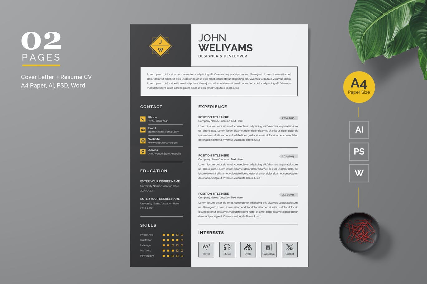 Template #122091 Resume Cover Webdesign Template - Logo template Preview