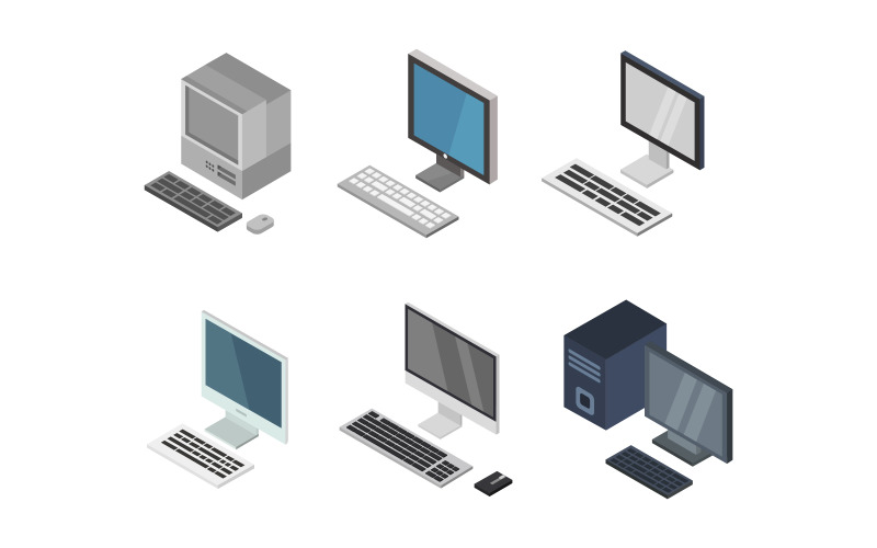 Isometric Computers Set - Vector Image Vector Graphic