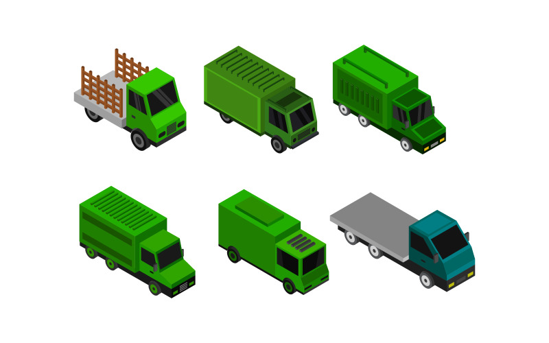 Isometric Truck Set - Vector Image Vector Graphic