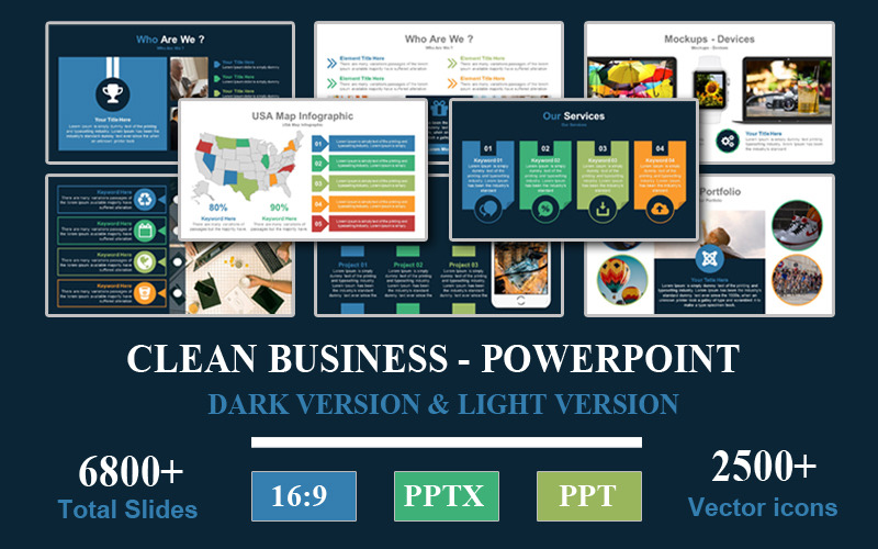 Clean Business - Presentation PowerPoint template PowerPoint Template