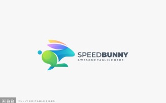 Running Bunny Colorful Gradient Logo Template