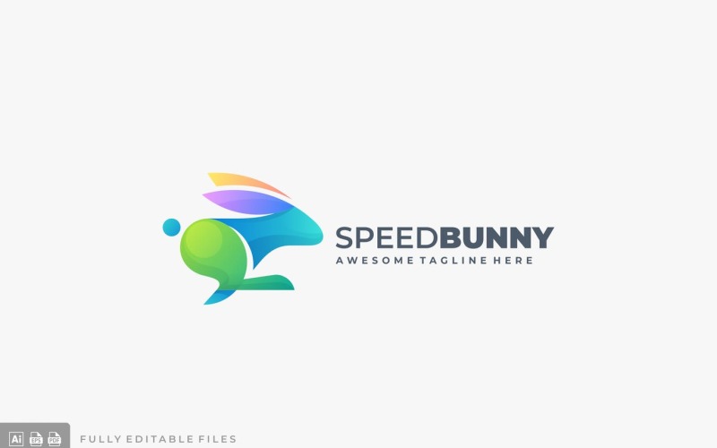 Running Bunny Colorful Gradient Logo Template