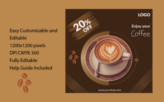 Sale Banner for Coffee Shop - Vector Image