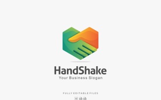 Abstract Hand Shake Gradient Logo Template