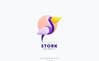 Bird Stork Colorful Logo Template