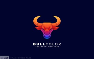 Bull Head Color Gradient Logo Template