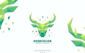 Deer Head Poly Colorful Logo Template