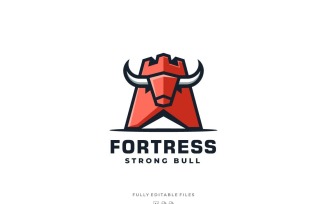 Fortress and Bull Mascot Logo Template