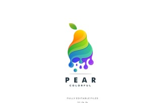 Fruit Pear Gradient Colorful Logo Template