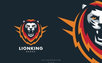 Lion Head Color Badge Logo Template