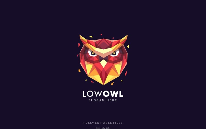Owl Head Poly Colorful Logo Template