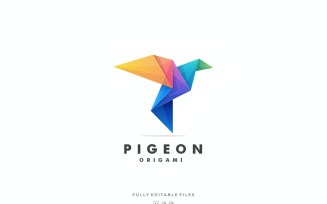 Pigeon Origami Color Gradient Logo Template