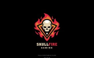 Skull Fire Sports and E-sports Style Logo Template