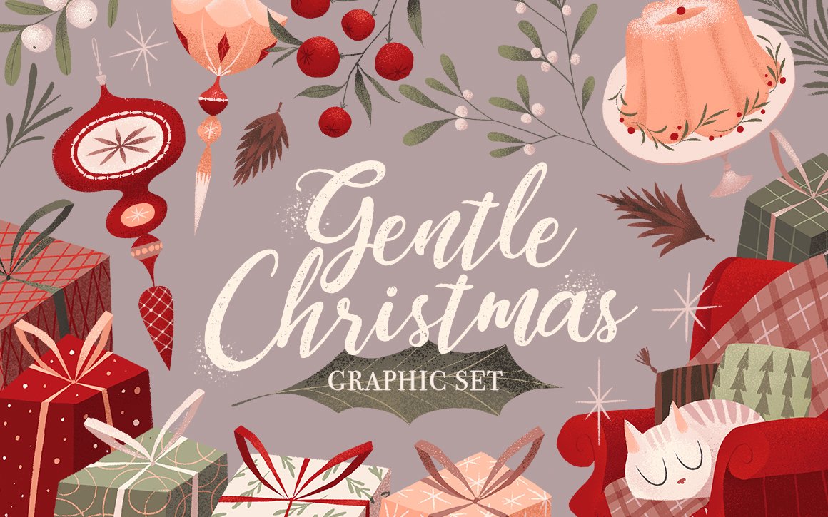Template #122652 Christmasnew Yearhollygreetingholidayxmasvintageoldcozyelementsillustrationchristmas Webdesign Template - Logo template Preview