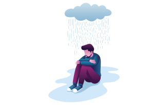 Man in Depression - Illustration