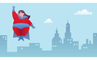 Overweight Superheroine Flying - Illustration