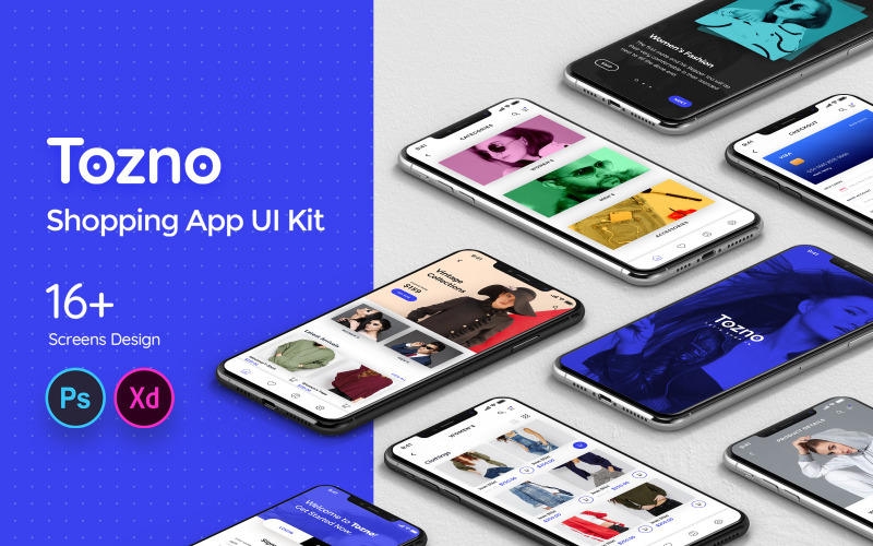 Tozno Shopping Mobile App UI Kit UI Element