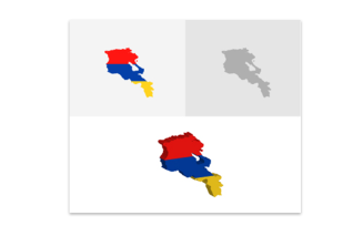 3D and Flat Armenia map - Vector Image