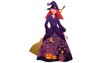 Halloween Witch on White - Illustration