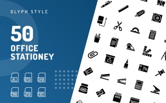 Office Stationery Glyph Icon Set