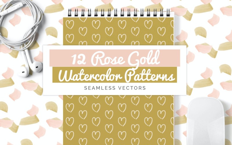 Rose Gold Watercolor Seamless Vector Pattern