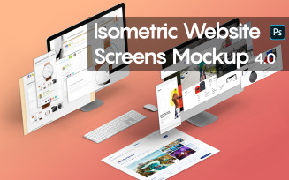Isometric Website Screens 4.0 product mockup