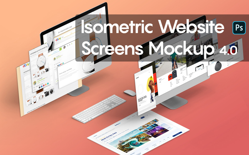 Isometric Website Screens 4.0 product mockup Product Mockup