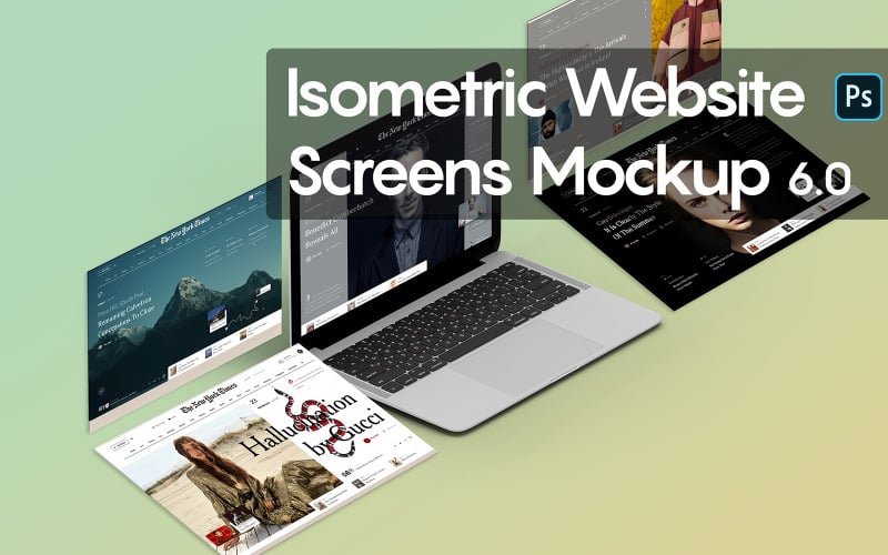 Isometric Website Screens 6.0 product mockup Product Mockup