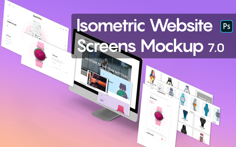 Isometric Website Screens 7.0 product mockup Product Mockup
