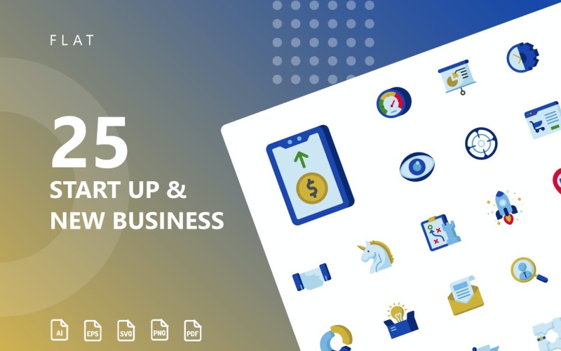 Start Up & Business Flat Icon Set