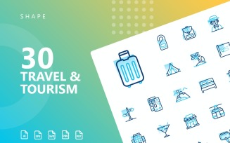Travel & Tourism Shape Icon Set