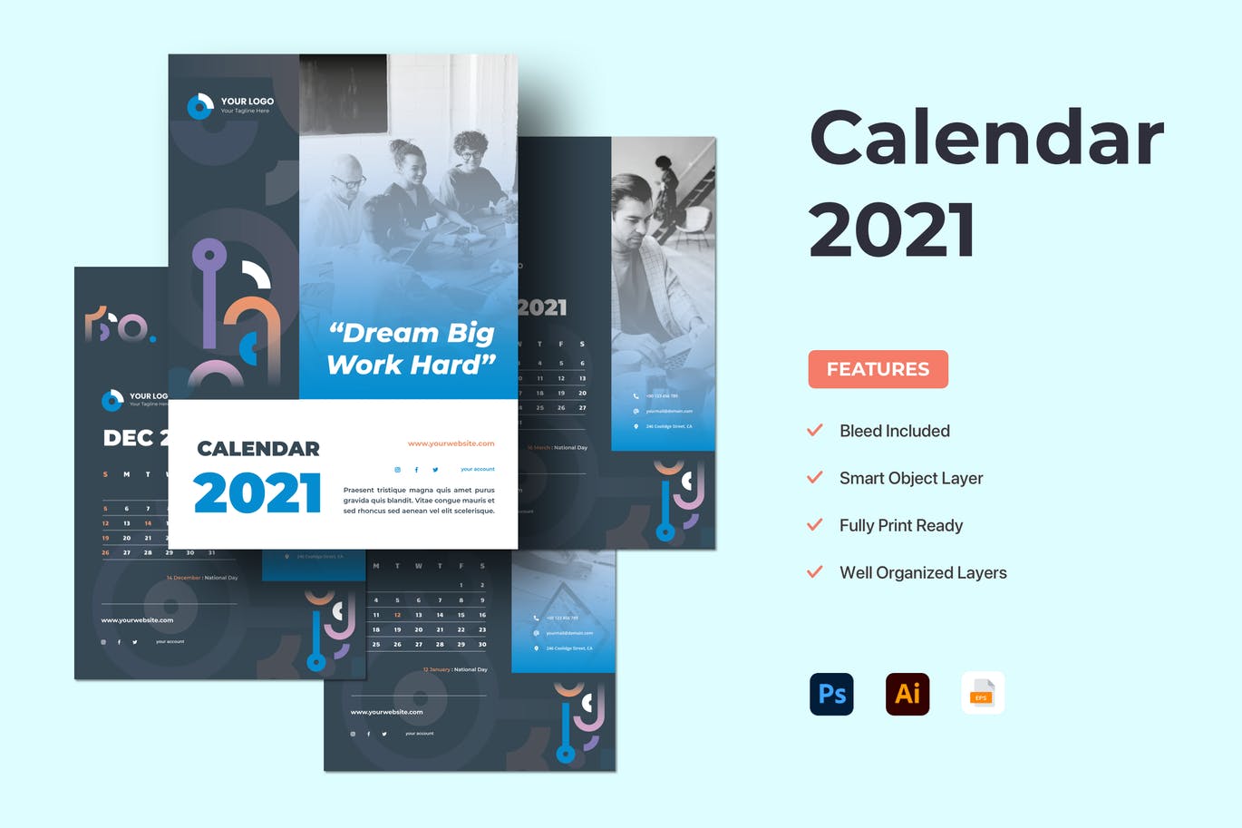 Kit Graphique #122992 Calendar 2021 Divers Modles Web - Logo template Preview