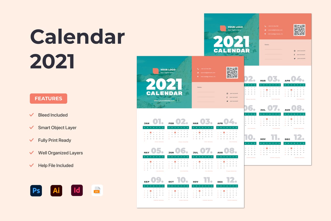 Kit Graphique #122996 Calendar 2021 Divers Modles Web - Logo template Preview