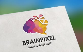 Brain Pixel Logo Template