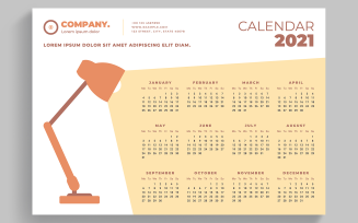 Calendar 2021 Layout with Lamp Design Elements Planner