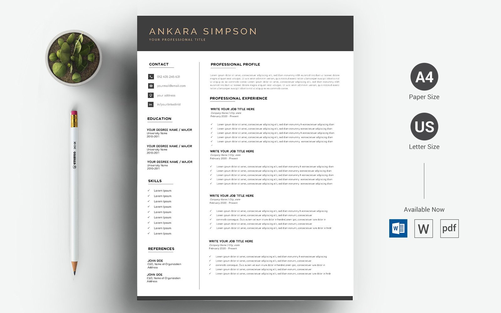 Template #123164 Black Resume Webdesign Template - Logo template Preview