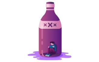 Alcoholism Concept on White - Illustration