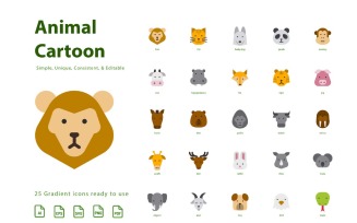 Animal Cartoon (Flat) Icon Set