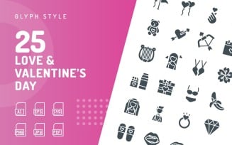 Love & Valentine's Day Glyph Icon Set