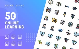 Online Learning Color Icon Set