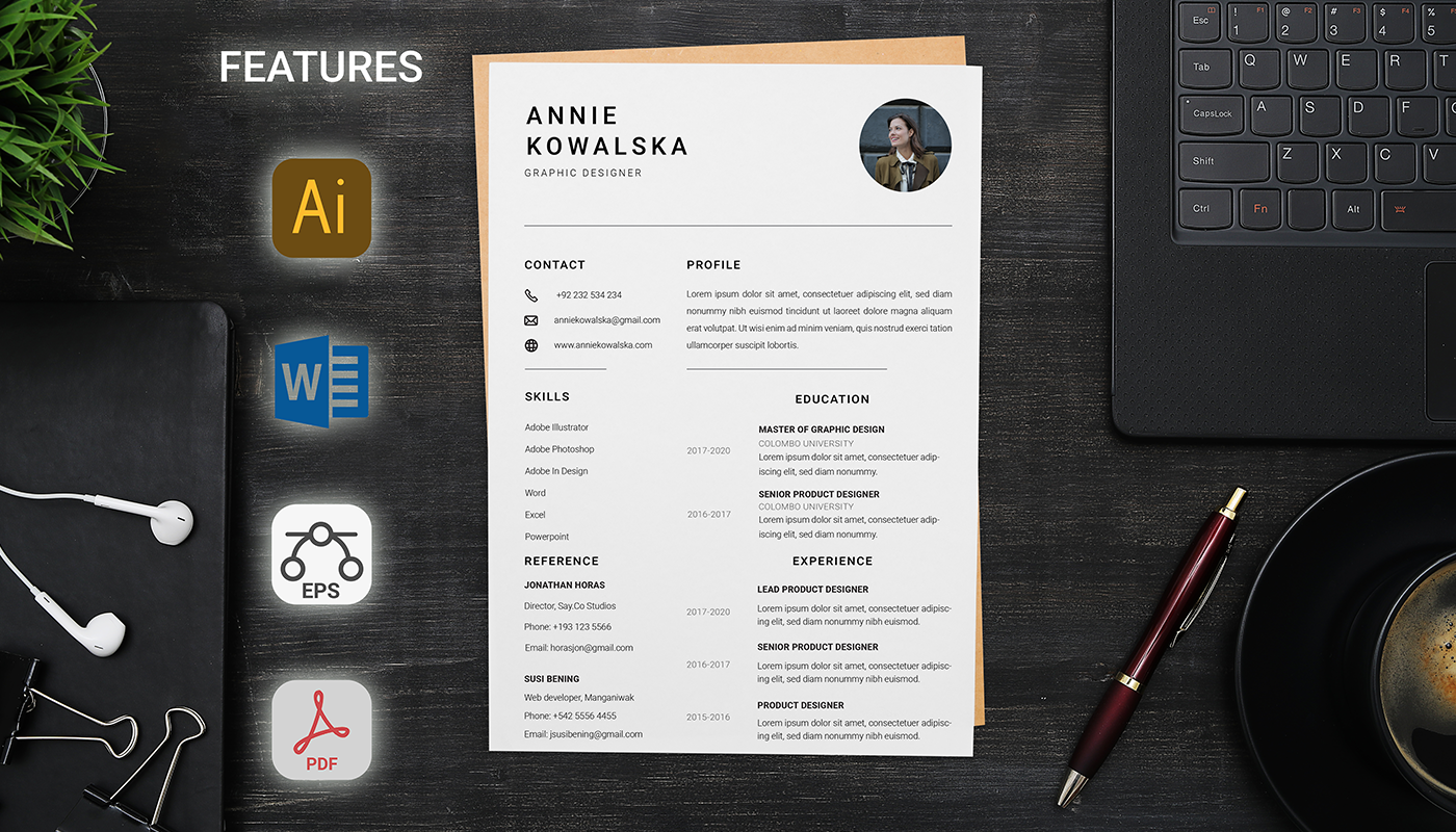 Prémium Simple With Cover Letter Önéletrajz sablon 123176