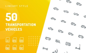 Transportation Vehicles Line Icon Set