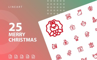 Merry Christmas Lineart Icon Set