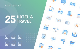 Hotel & Travel Flat Icon Set