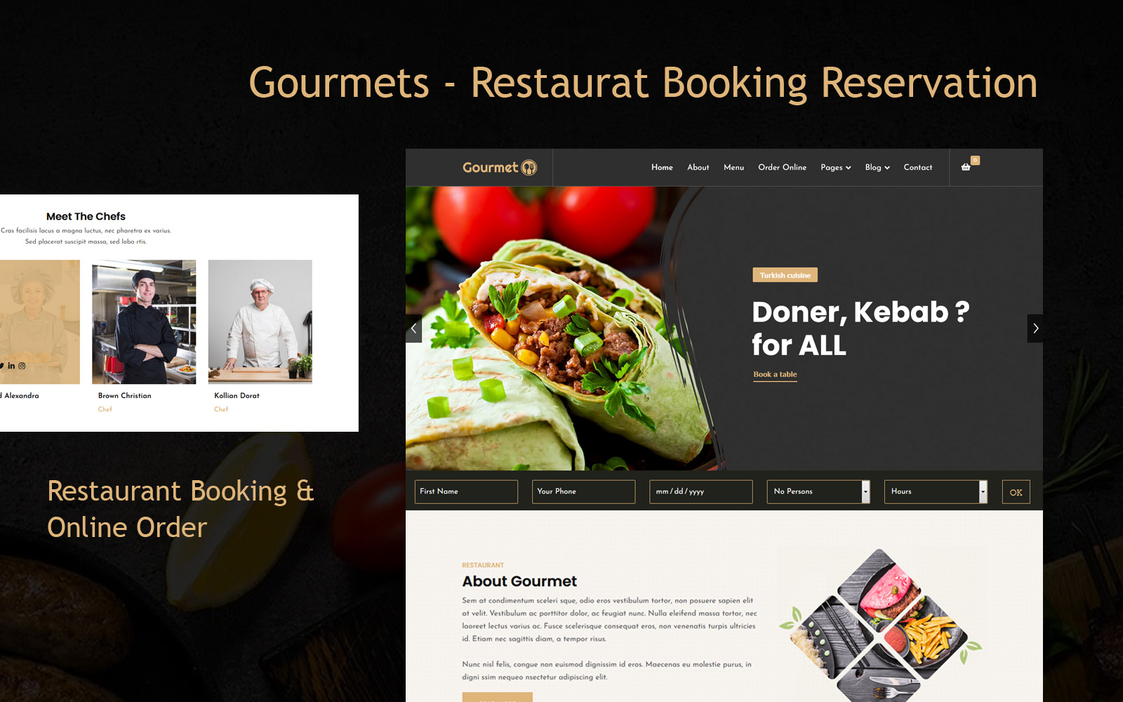 Reszponzív Gourmets - Restaurat Booking Reservation Joomla sablon 123376